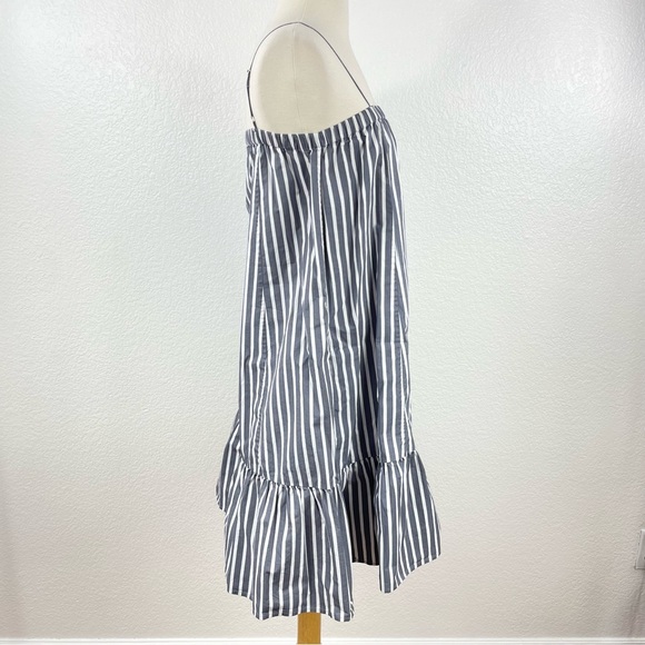 {ATM} Blue Striped Cotton Poplin Tent Mini Dress, Size XS - Picture 6 of 9